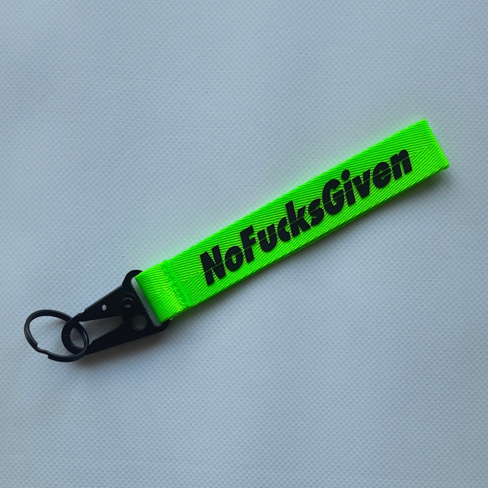 Fluorescent Yellow No Fucks Given Keytag Keyring