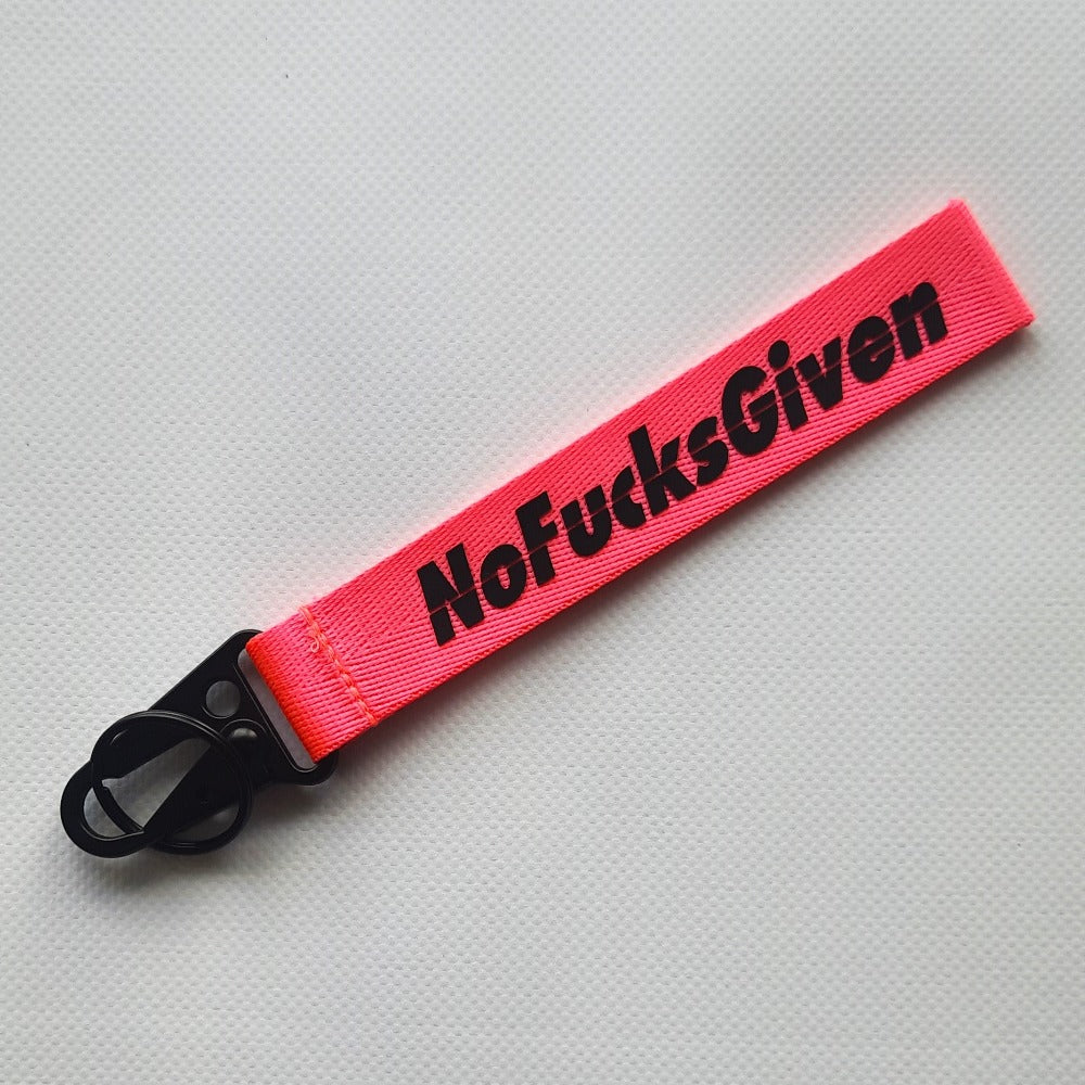 Fluorescent Pink No Fucks Given Keytag Keyring