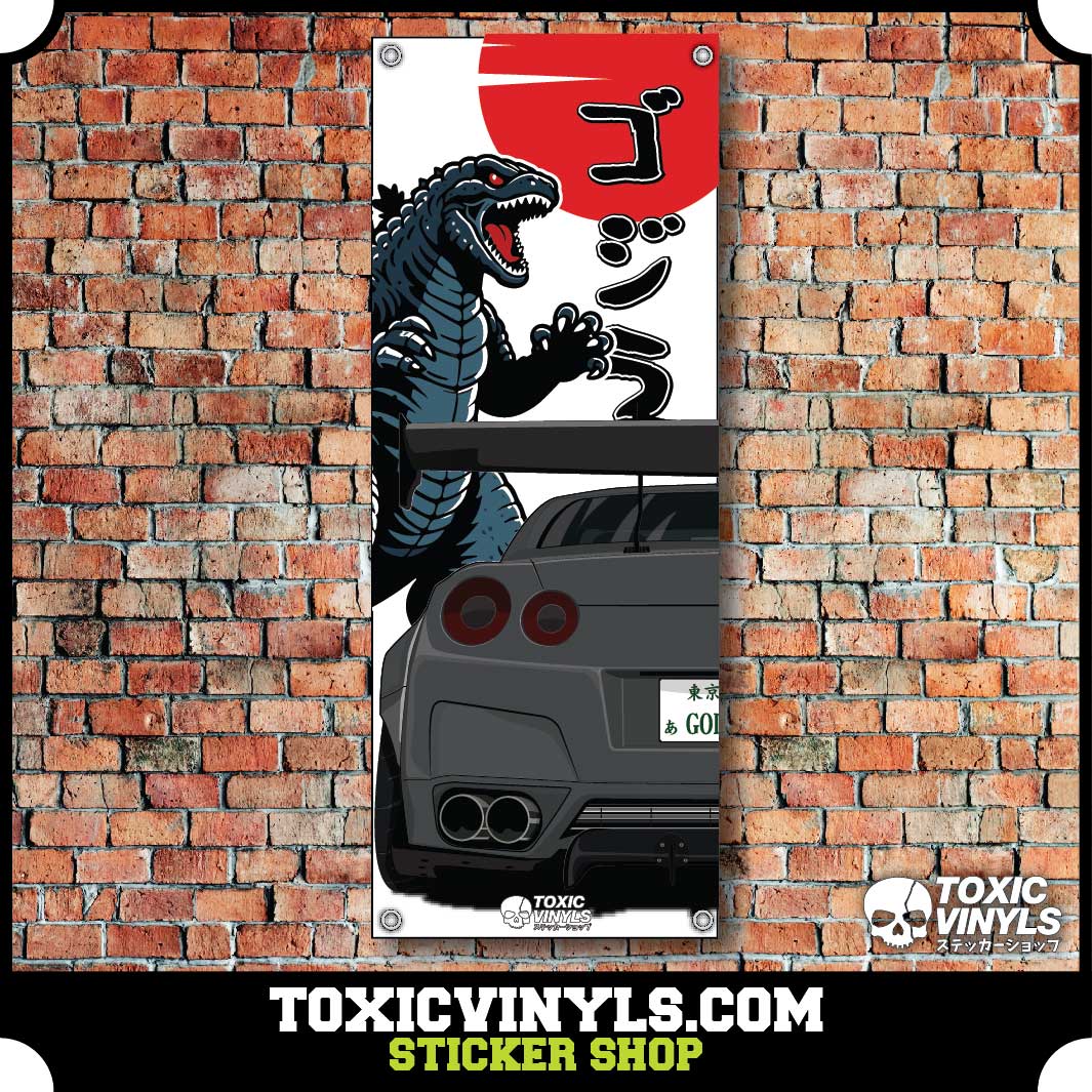 JDM Workshop Banner Nissan Skyline GTR-35 Godzilla JDM