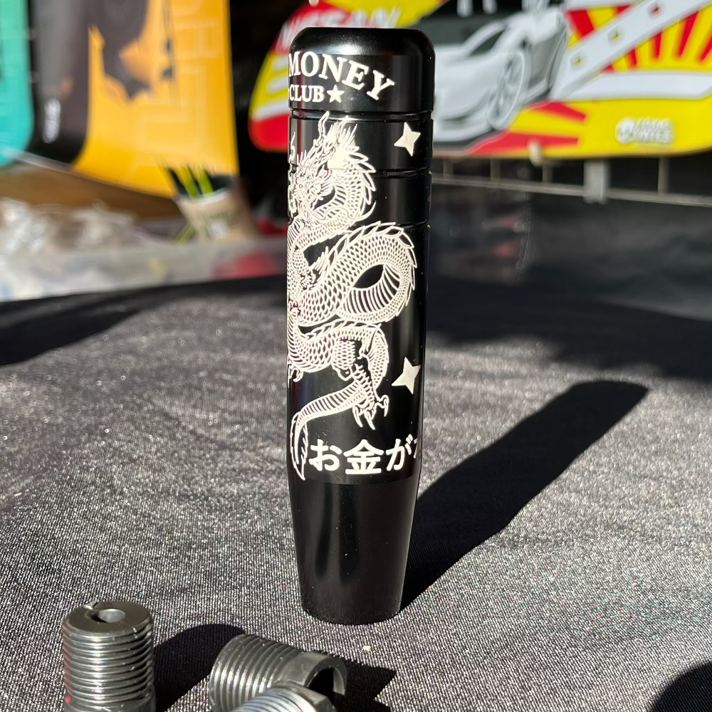 Engraved no money club with dragon aluminium billet jdm gear knob shifter