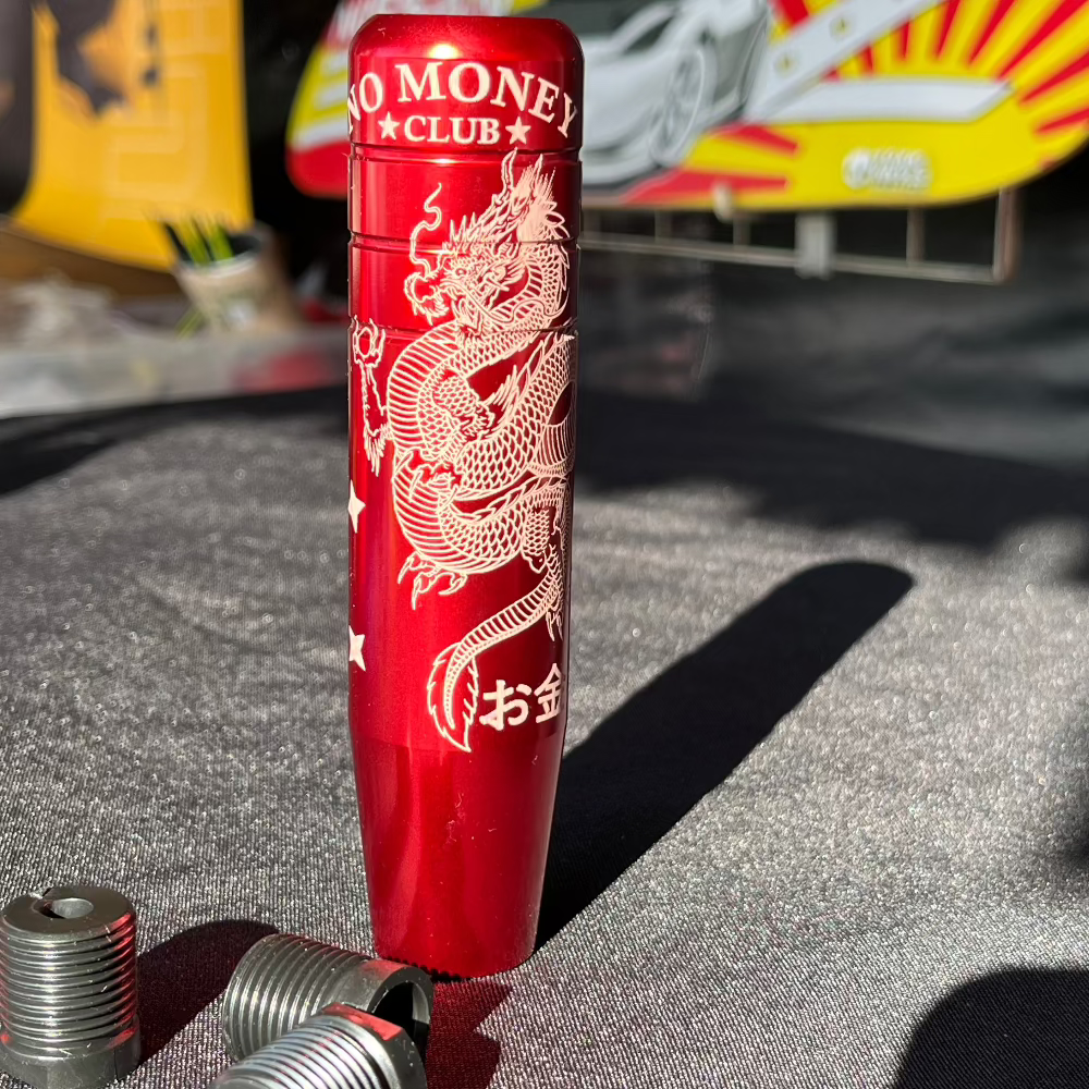 Engraved no money club with dragon aluminium billet gear knob shifter