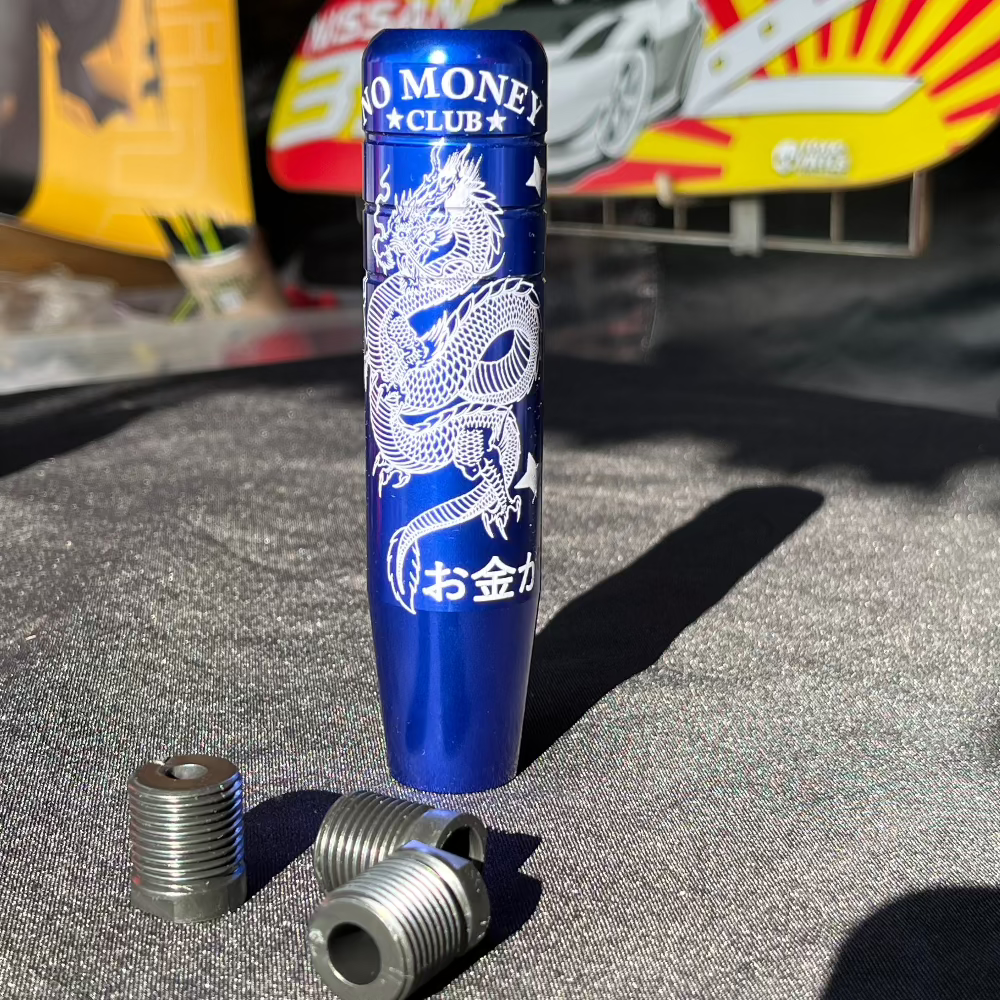 Engraved no money club with dragon aluminium billet gear knob shifter