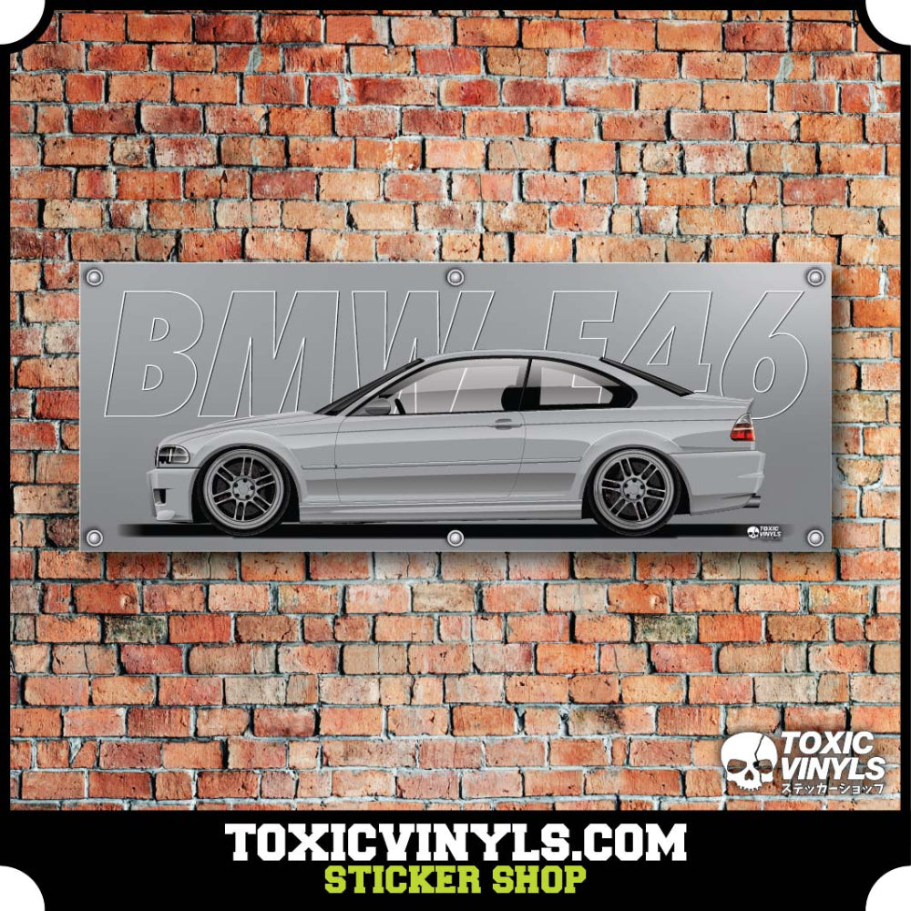 BMW E46 Grey workshop Banner Wall art