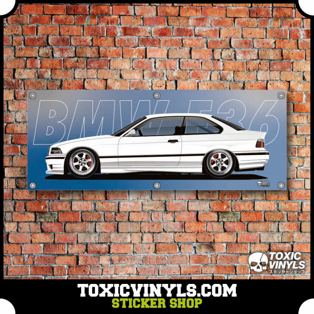 BMW E36 White workshop Banner
