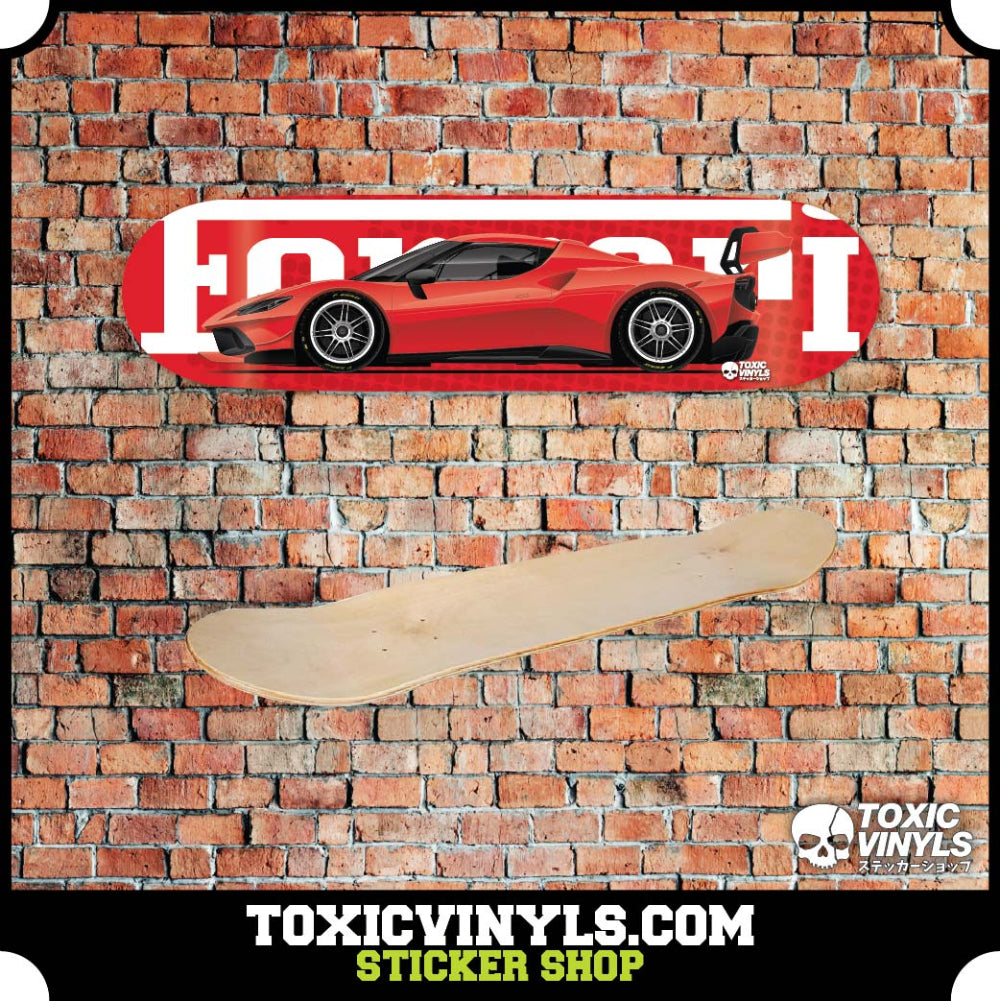 Ferrari 296 Challenge red skate deck, car wall art