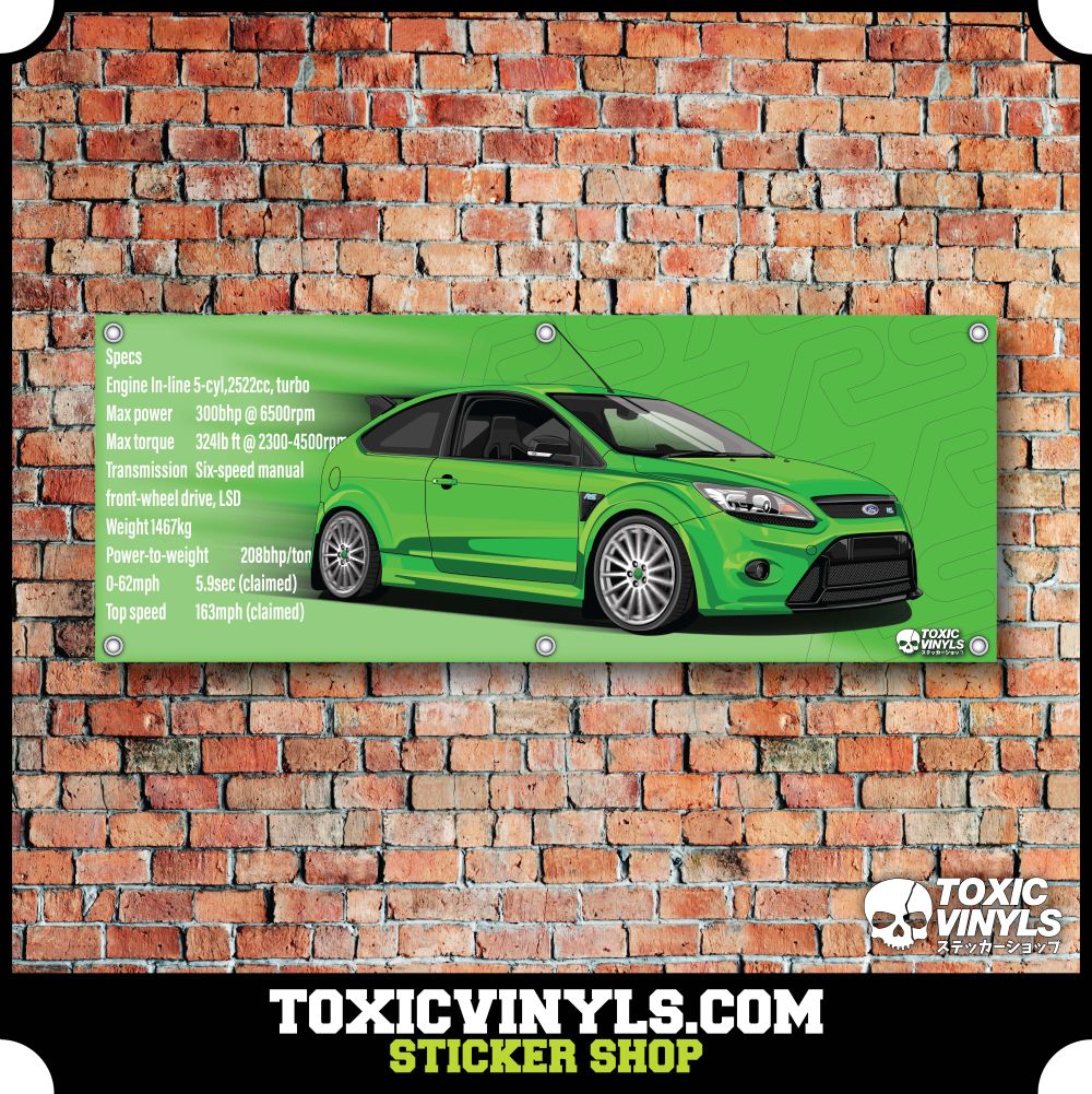 Ford Focus RS MK2 Green Workshop Banner wall art