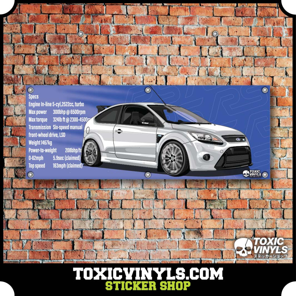 Ford Focus RS MK2 Blue Workshop Banner wall art