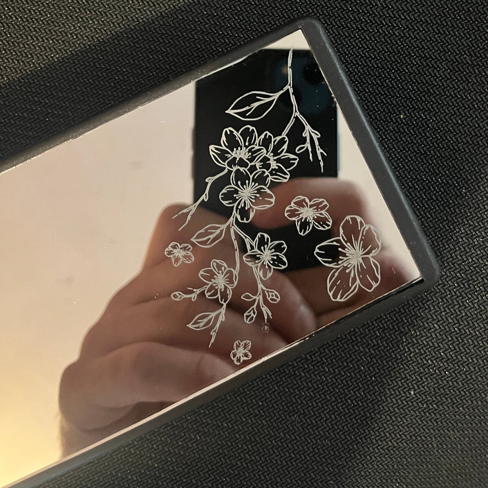 Cherry Blossom Engraved Car Mirror