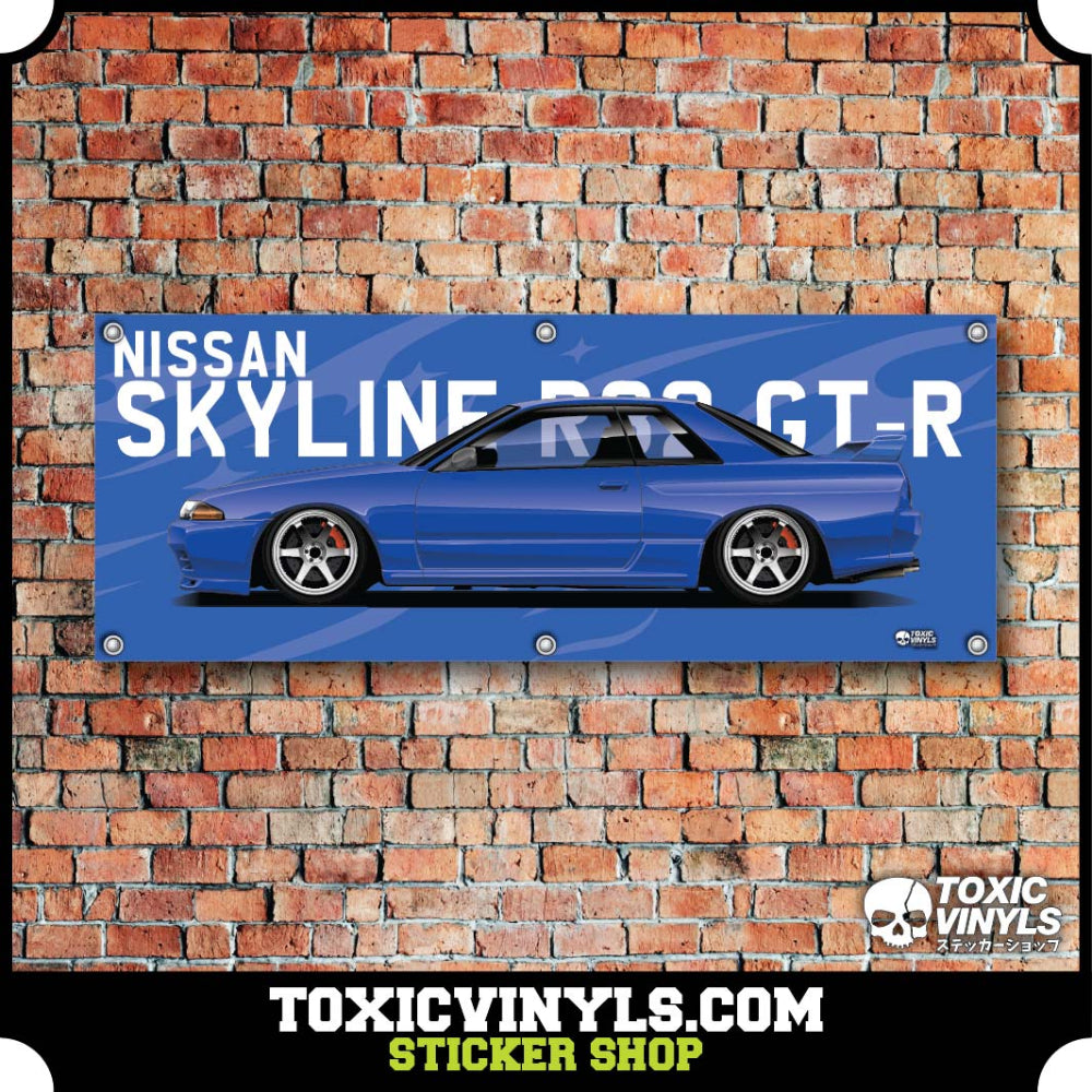 Nissan Skyline R32 GTR JDM workshop banner wall art