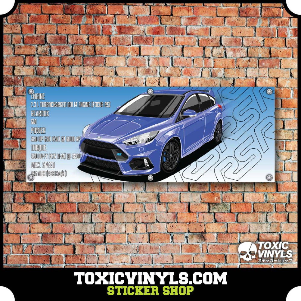Ford Focus RS Mk3 Blue workshop banner wall art