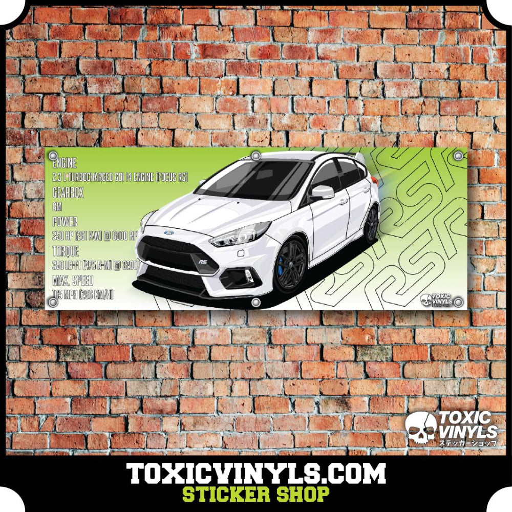 Ford Focus RS Mk3 White workshop banner wall art