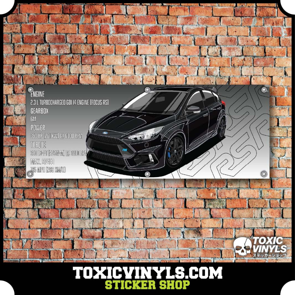 Ford Focus RS Mk3 Blue workshop banner wall art