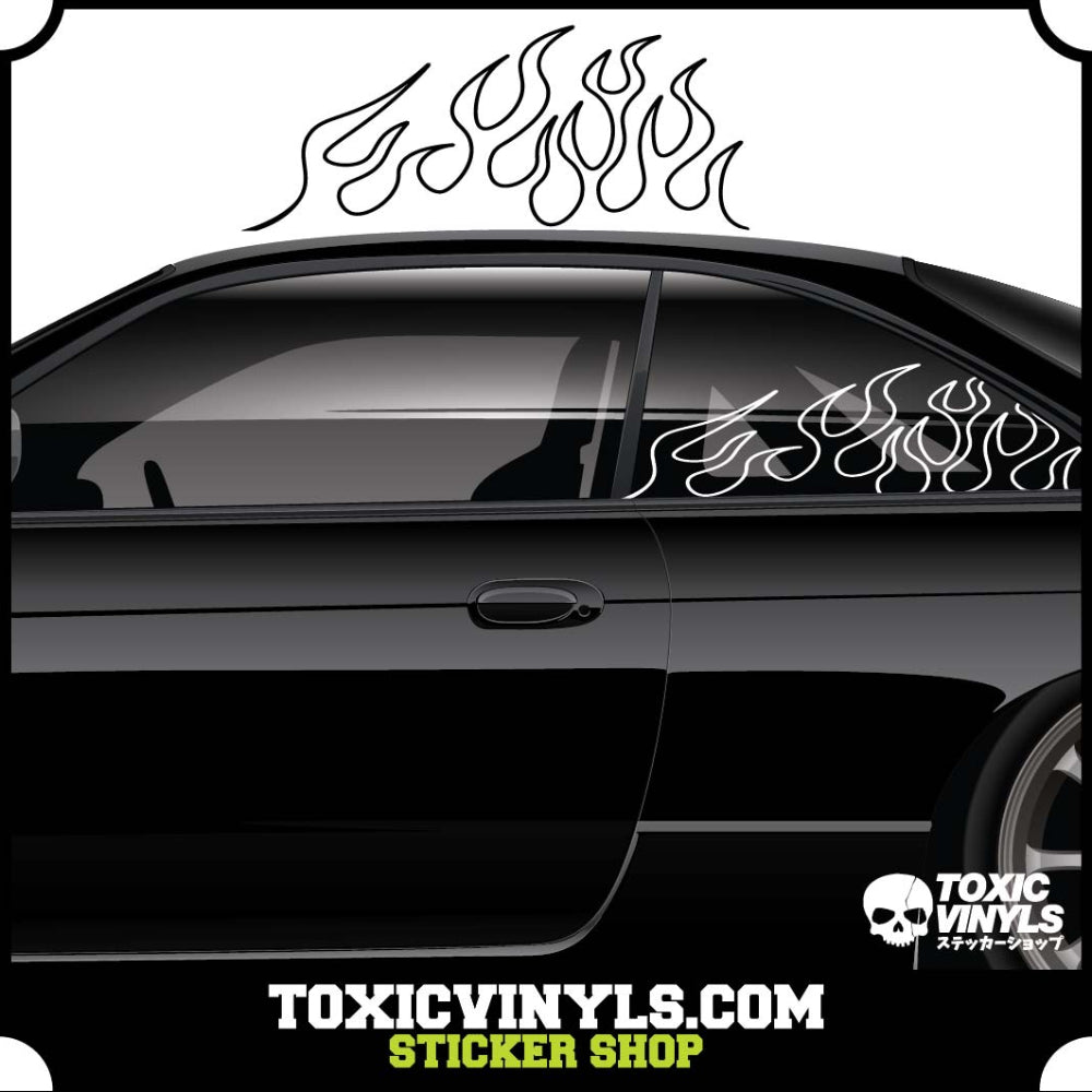 Side Flames large window vinyl sticker