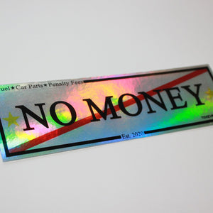 NO MONEY CLUB Chrome Oilslick Slap Sticker