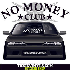 no money club arch large windscreen car sticker