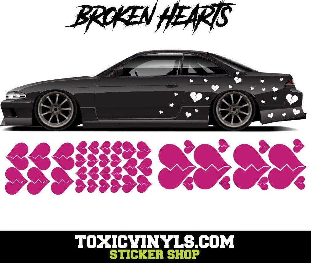 broken hearts jdm car stickers set of 40pcs