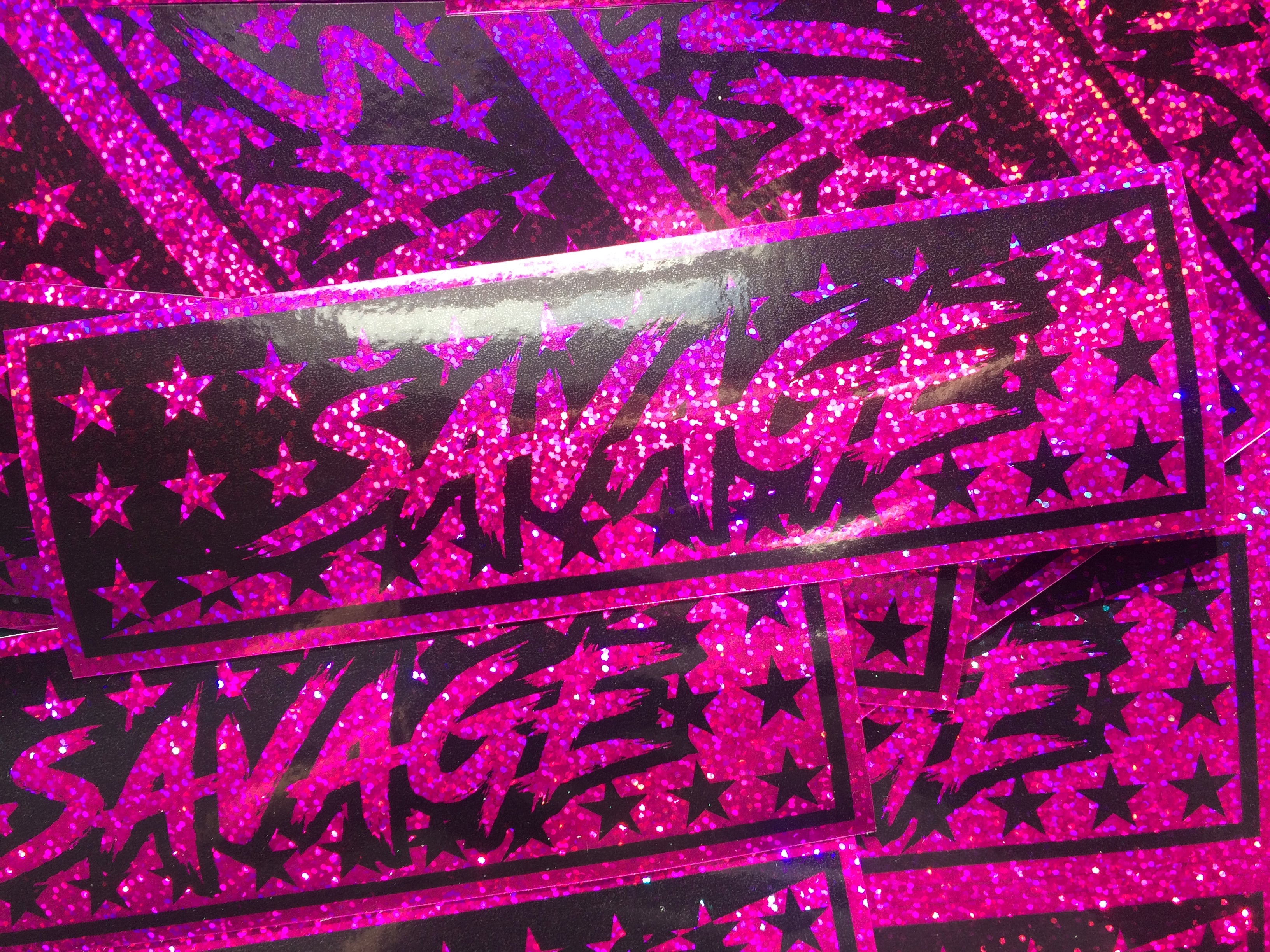 SAVAGE Pink Sparkle Slap Sticker